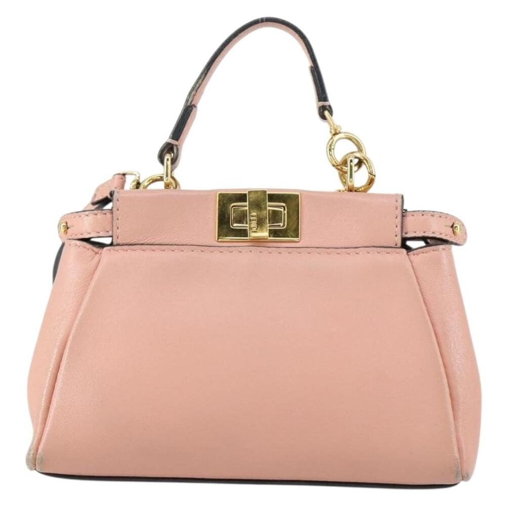 Fendi Leather Micro Peek A Boo Handbag Pink